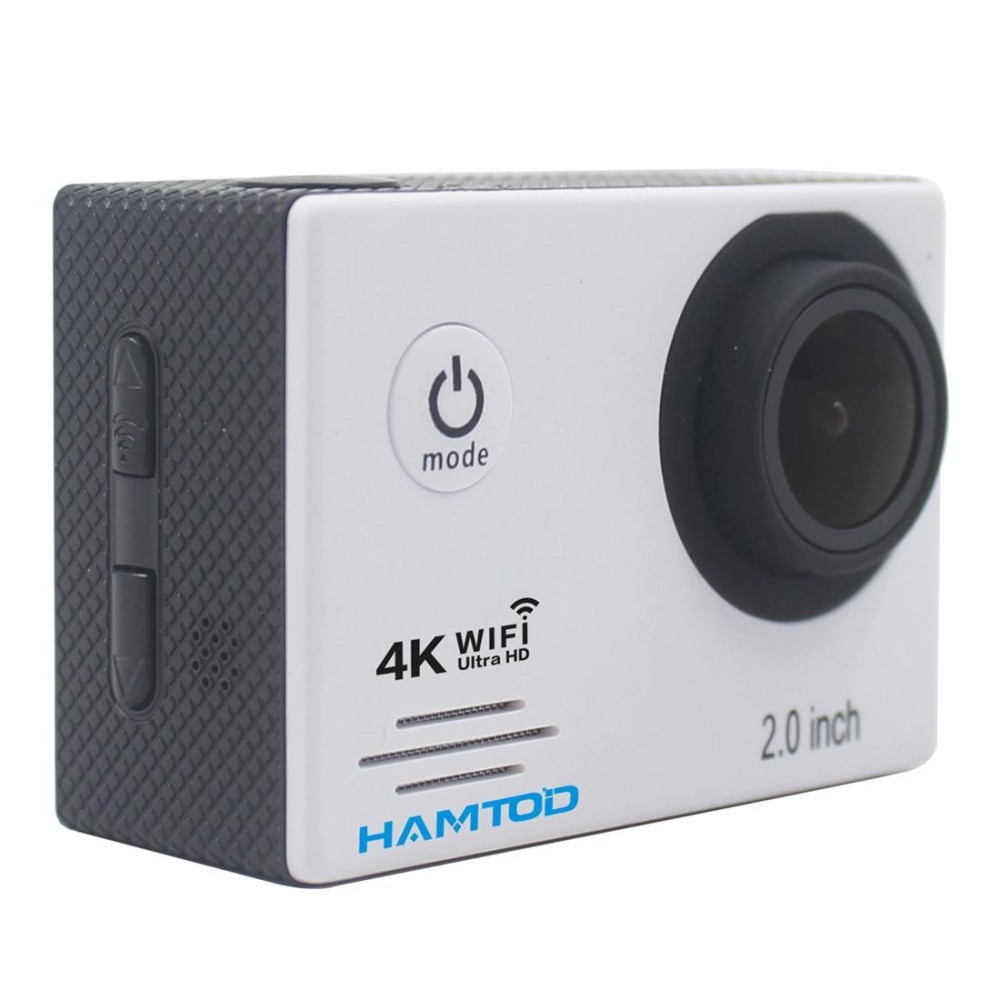 HAMTOD HF60 UHD 4K WiFi 16.0MP Sport Camera with Waterproof Case, Generalplus 4247, 2.0 inch LCD Screen, 120 Degree Wide Angle Lens, with Simple Accessories(White)