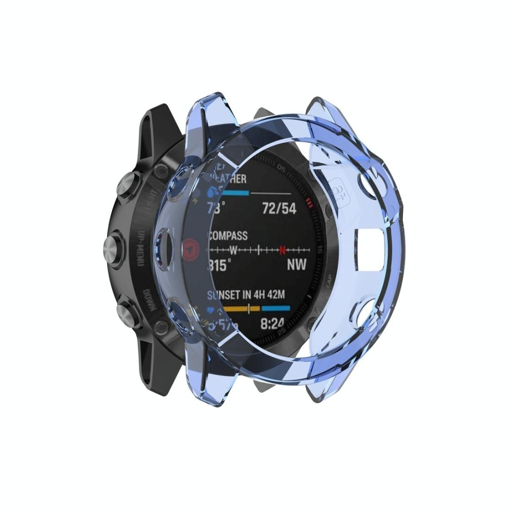 Suitable for Garmin Fenix 6S / 6S Pro transparent TPU Silica Gel Watch Case(Transparent blue)