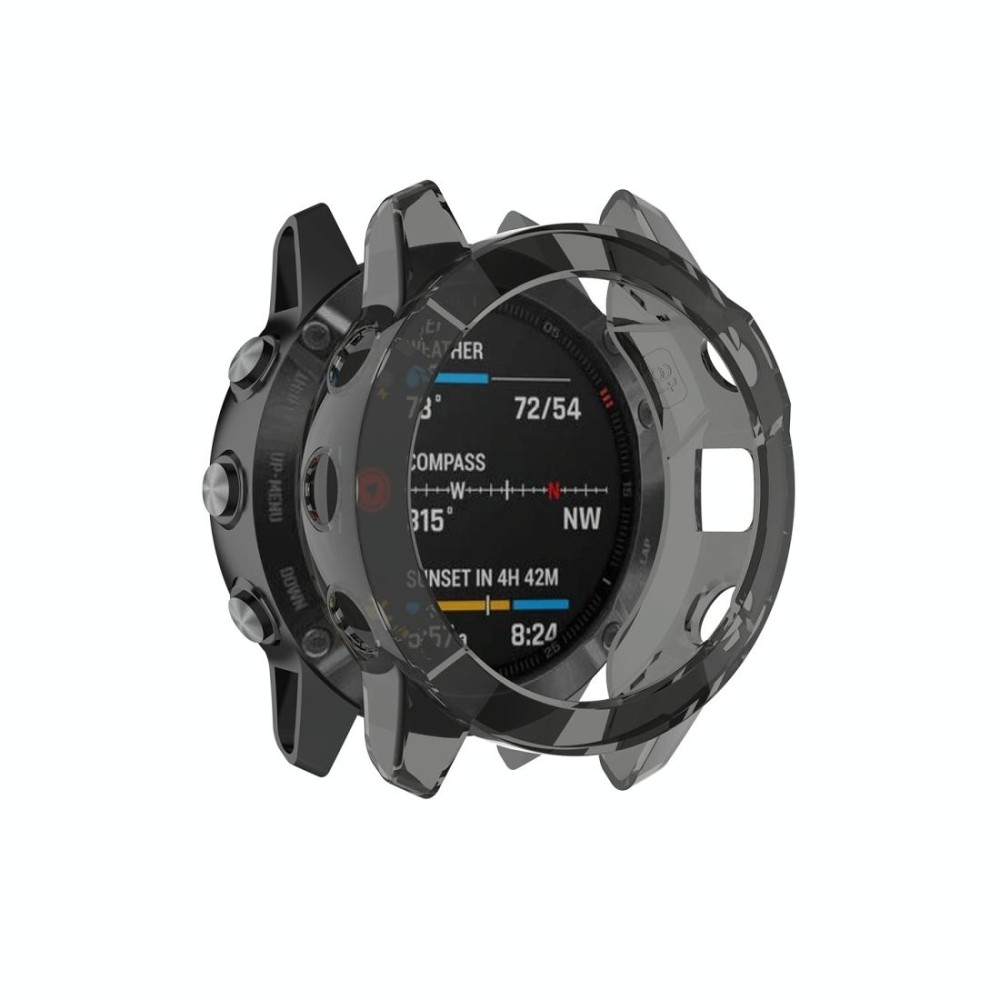 Suitable for Garmin Fenix 6S / 6S Pro transparent TPU Silica Gel Watch Case(Transparent black)