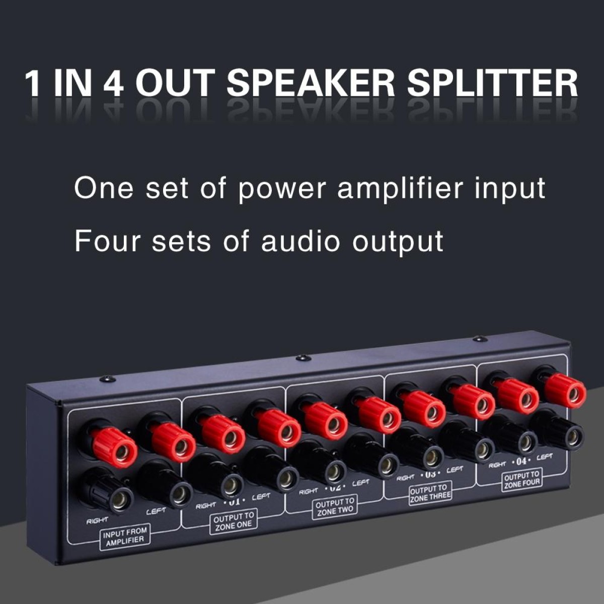 1 In And 4 Out Amplifier Sound Speaker Distributor, 4-Area Sound Source, Signal Distribution Panel, Single Audio Input, 300W Per Channel