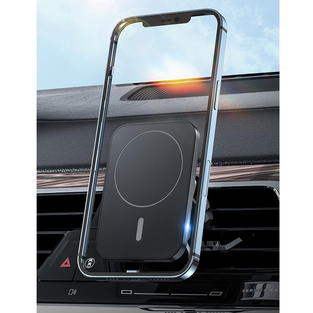 W-987 Magnetic Suction 15W Wireless Charger Car Air Outlet Bracket for iPhone and other Smart Phones(Black)