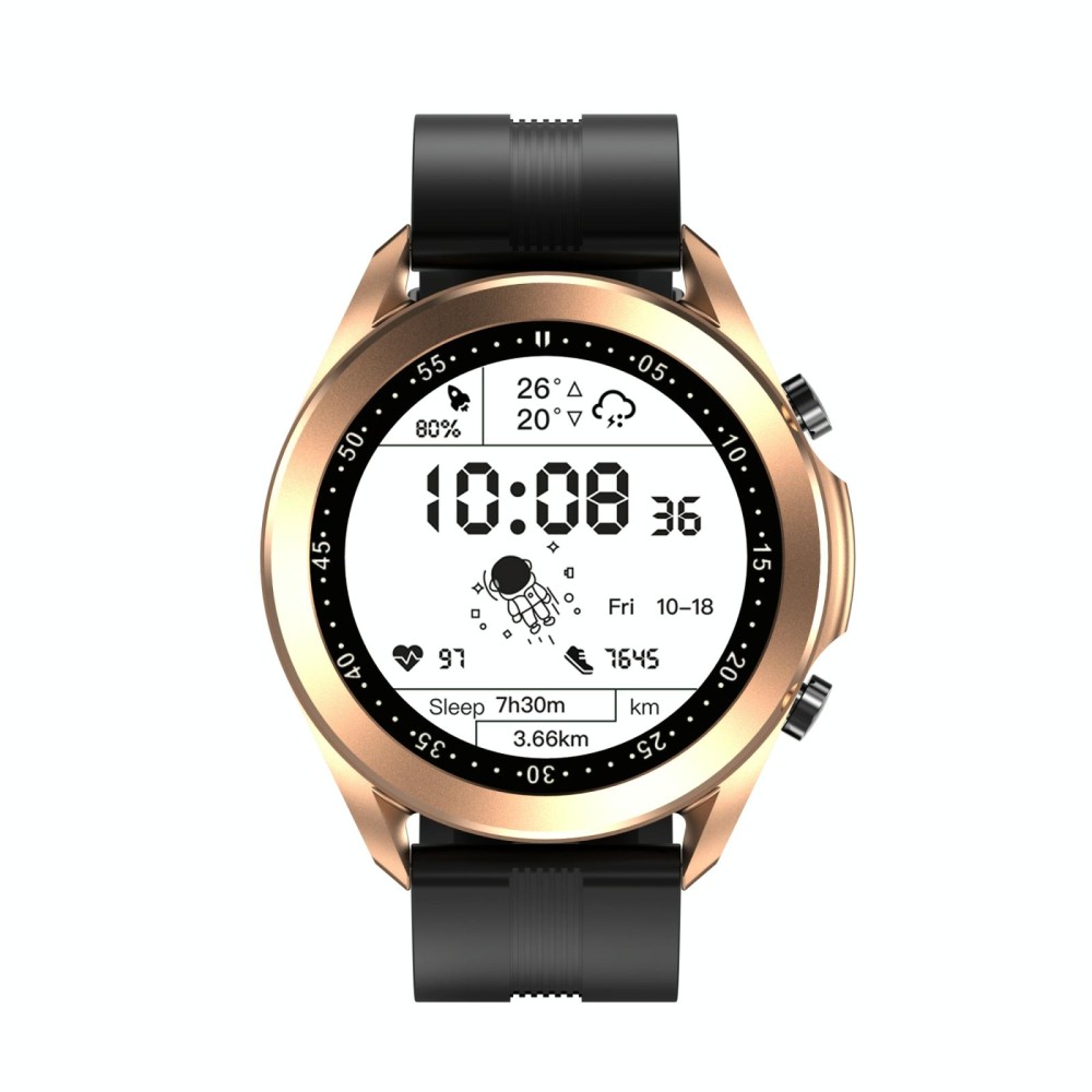 DW95 1.28 inch Color Screen Smart Watch, IP67 Waterproof,Silicone Watchband,Support Bluetooth Call/Heart Rate Monitoring/Blood Pressure Monitoring/Blood Oxygen Monitoring/Sleep Monitoring(Gold)