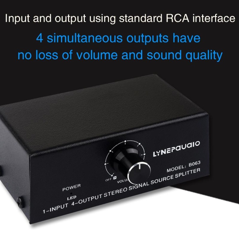 1 In 4 Out Audio Frequency Signal Distribute Device Non Consumption Output RCA Interface