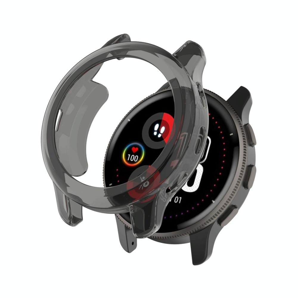 For Garmin Venu 2 Plus Shock-Proof Semi-Surrounded TPU Plating Watch Case(Transparent Black)