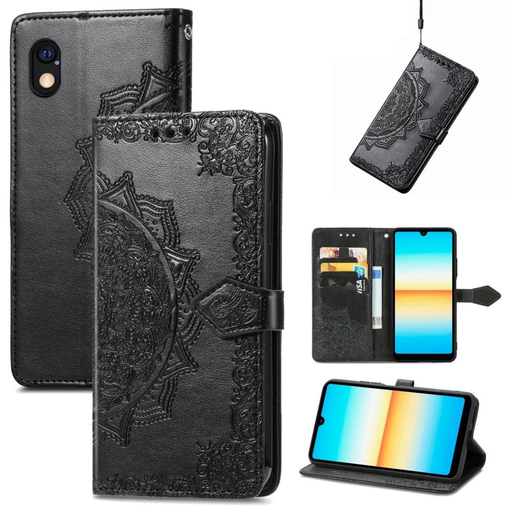 For Sony Xperia Ace III Mandala Flower Embossed Leather Phone Case(Black)