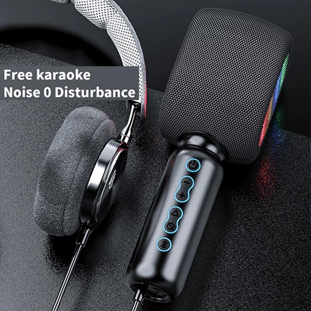 JY57 TWS Wireless Karaoke Microphone Bluetooth Handheld Portable Speaker Home KTV Player with LED Lights