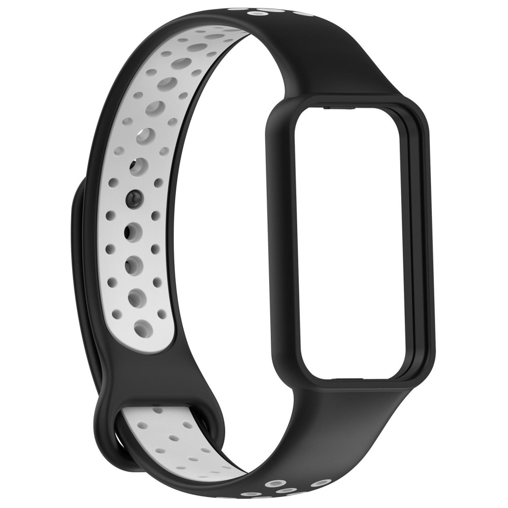For Amazfit Band 7 Loop Two-Color Breathable Silicone Watch Band(Black+Grey)