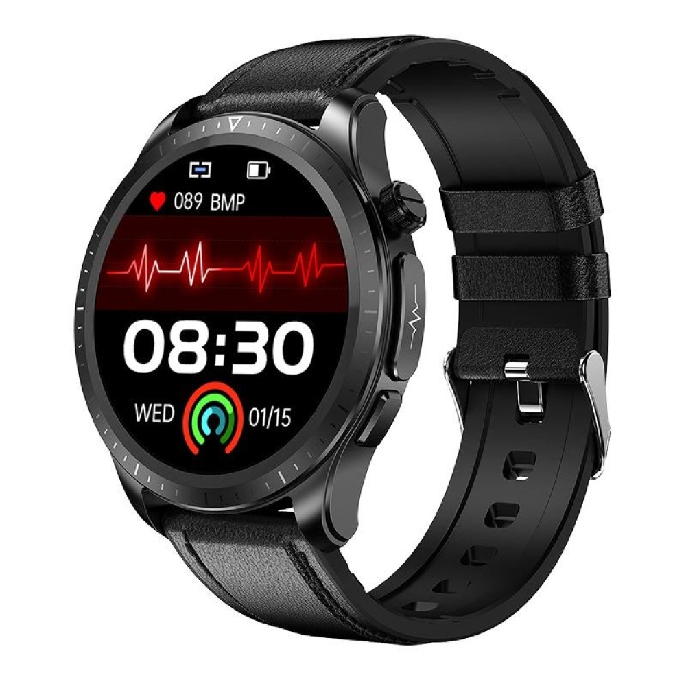 E420 1.39 inch Color Screen Smart Watch,Leather Strap,Support Heart Rate Monitoring / Blood Pressure Monitoring(Black)