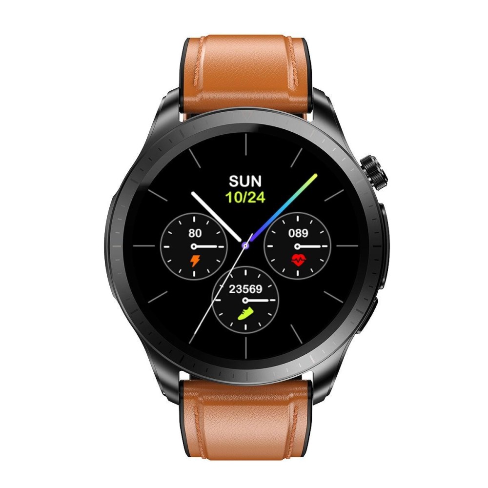 E420 1.39 inch Color Screen Smart Watch,Leather Strap,Support Heart Rate Monitoring / Blood Pressure Monitoring(Brown)