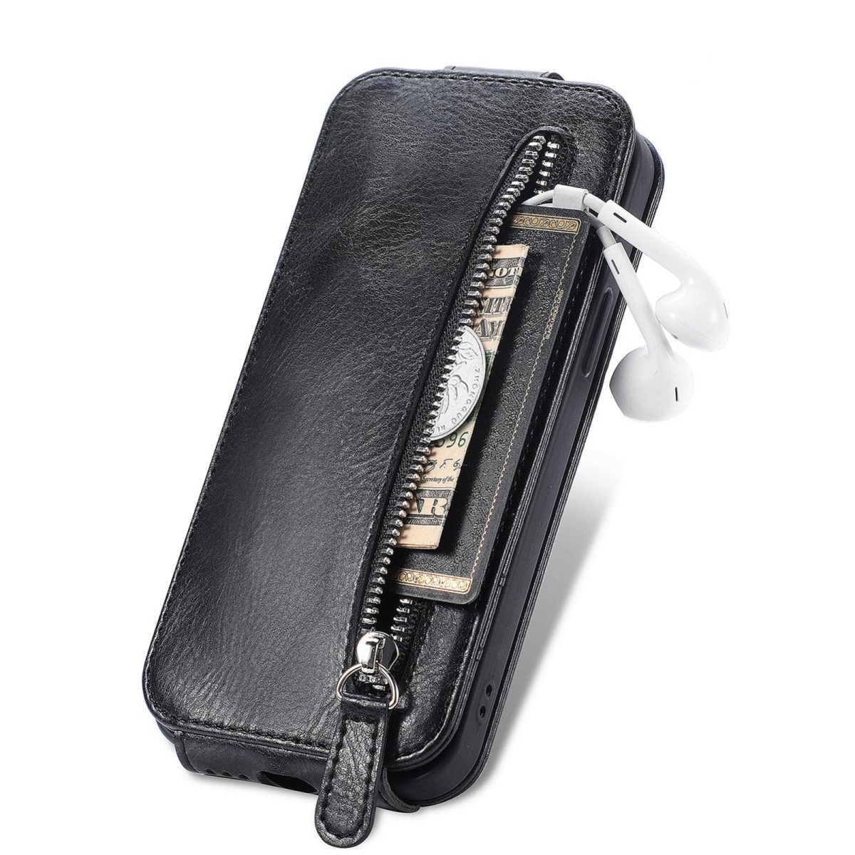 For Xiaomi Redmi K70E Zipper Wallet Vertical Flip Leather Phone Case(Black)