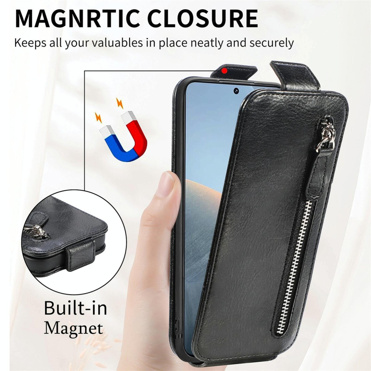 For Xiaomi Redmi K70E Zipper Wallet Vertical Flip Leather Phone Case(Pink)
