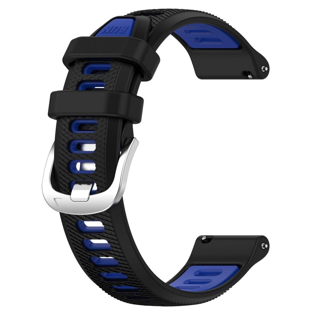 For SUUNTO 9 Peak Pro 22mm Sports Two-Color Steel Buckle Silicone Watch Band(Black+Blue)
