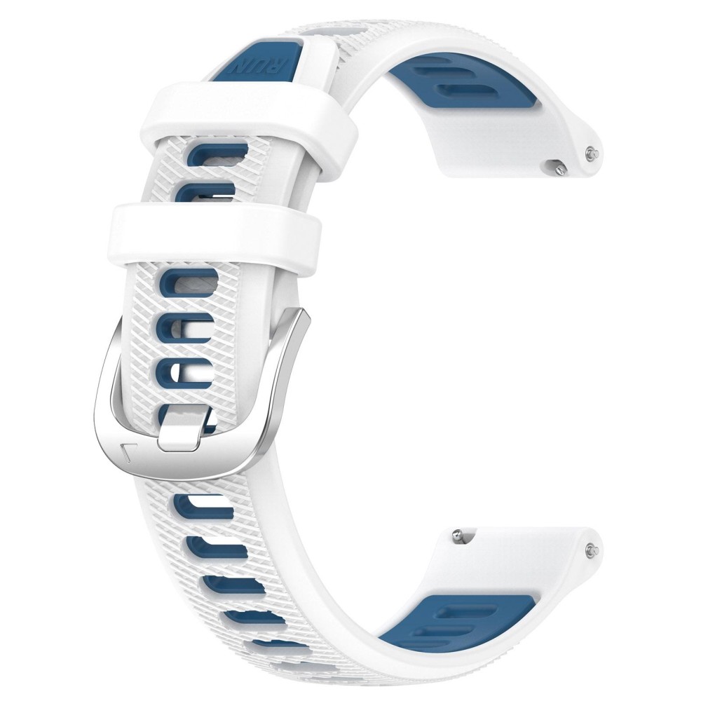 For  SUUNTO 9 Peak 22mm Sports Two-Color Steel Buckle Silicone Watch Band(White+Blue)