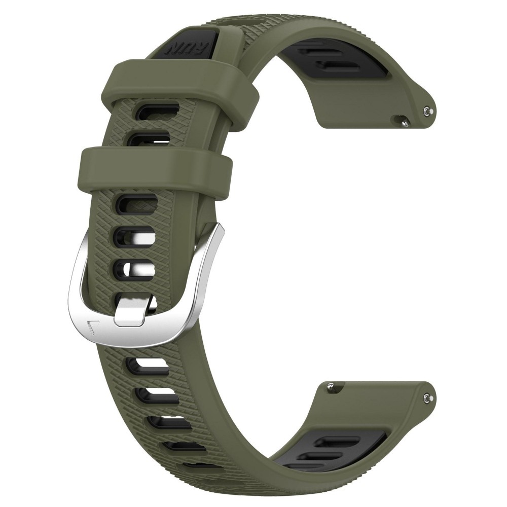 For  SUUNTO 9 Peak 22mm Sports Two-Color Steel Buckle Silicone Watch Band(Army Green+Black)