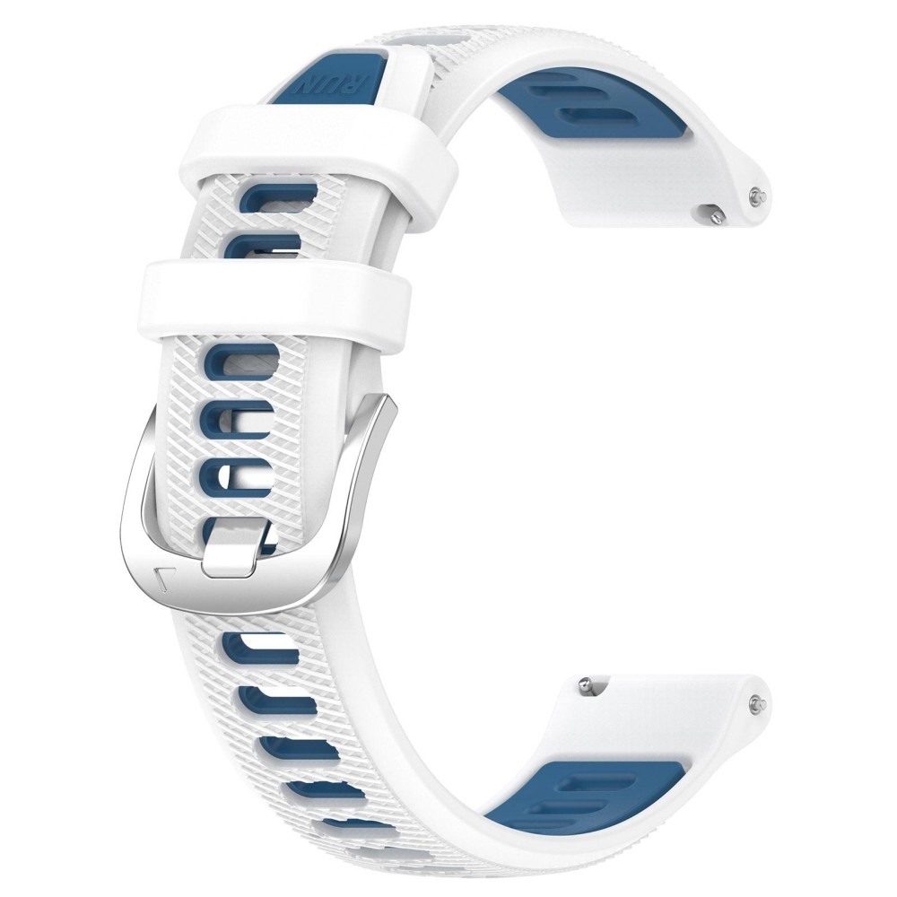 For SUUNTO 5 Peak 22mm Sports Two-Color Steel Buckle Silicone Watch Band(White+Blue)