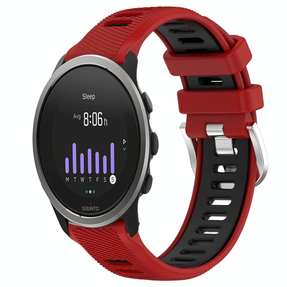 For SUUNTO 5 Peak 22mm Sports Two-Color Steel Buckle Silicone Watch Band(Red+Black)