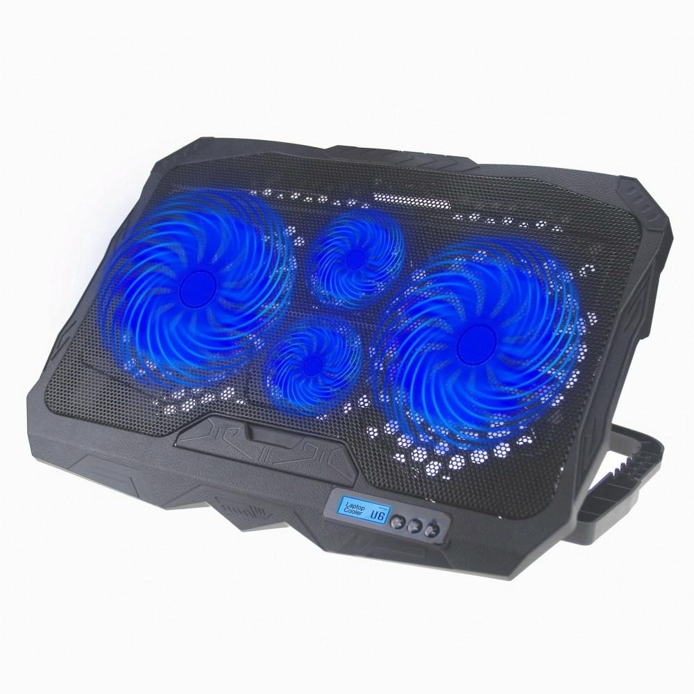 S18 Aluminum Four Fans Gaming Laptop Cooling Pad Foldable Holder with Wind Speed Display(Blue)