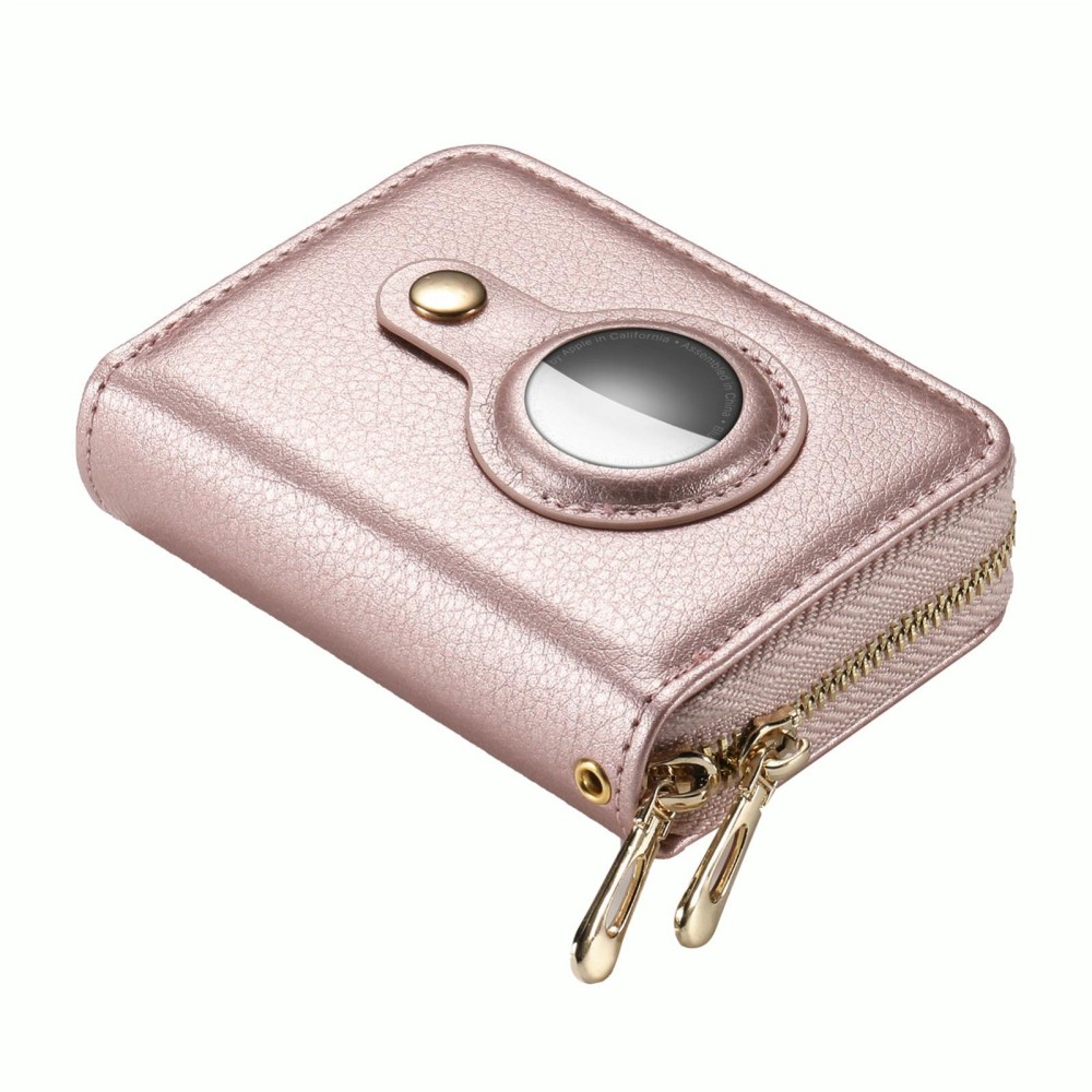 For AirTag Zipper Wallet Protective Cover Case(Rose Gold) kat