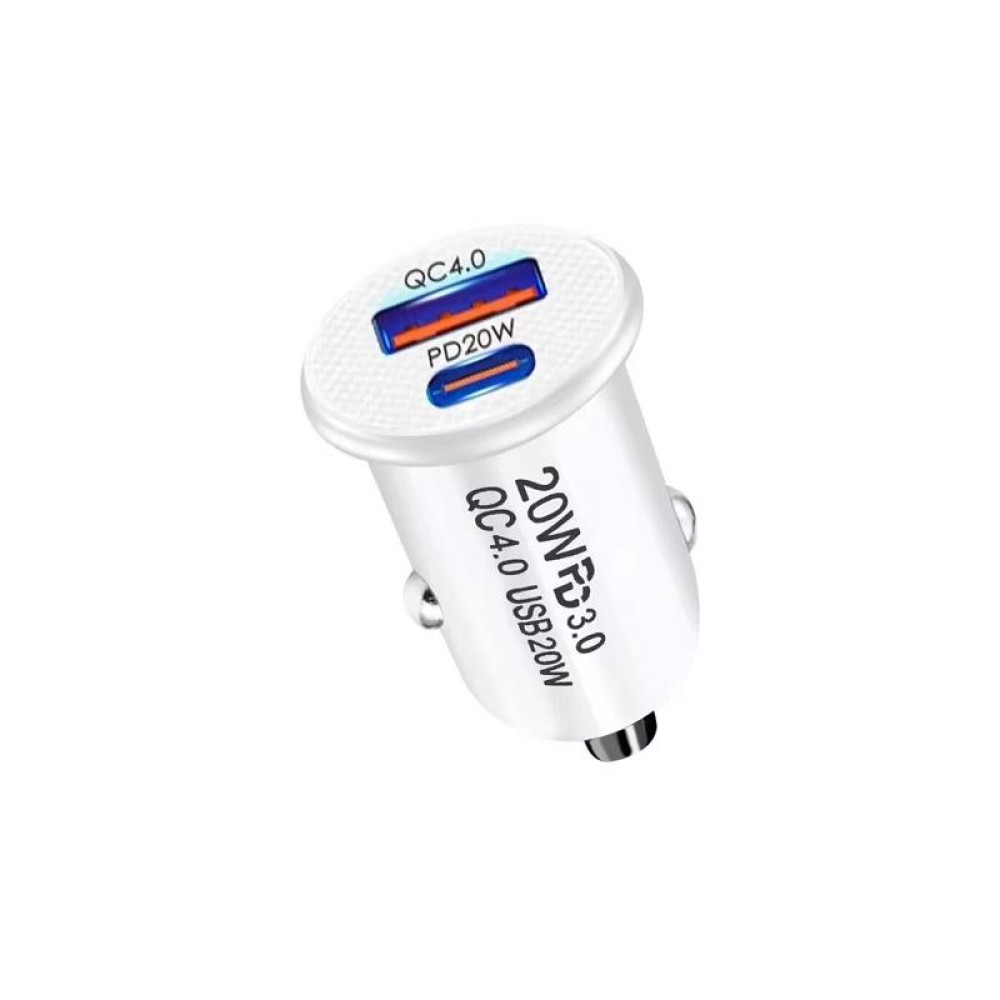 P10 Mini QC4.0 USB / PD20W Car Charger with Type-C to Type-C Fast Charging Data Cable(White)
