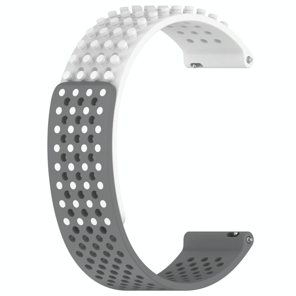 For  SUUNTO 9 Peak 22mm Holes Breathable 3D Dots Silicone Watch Band(White+Grey)