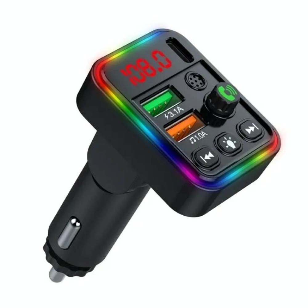 P19 Support U Disk Wireless 7-Colors LED Backlit Car MP3 Hands-Free Bluetooth Calling Car Audio Charger