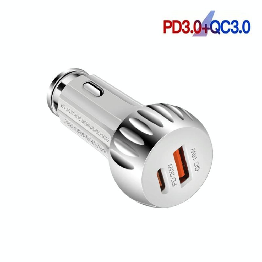 YSY-310PD 38W PD20W USB-C + QC3.0 18W USB Dual Port Fast Car Charger(White)