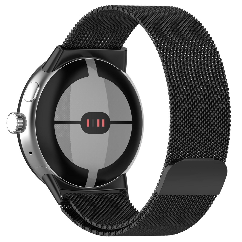 For Google Pixel Watch 2 Milan Magnetic Steel Mesh Watch Band(Black)