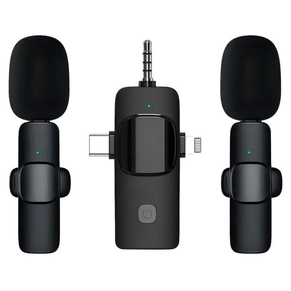 3 in 1 Wireless Lavalier Microphones for iPhone / Android