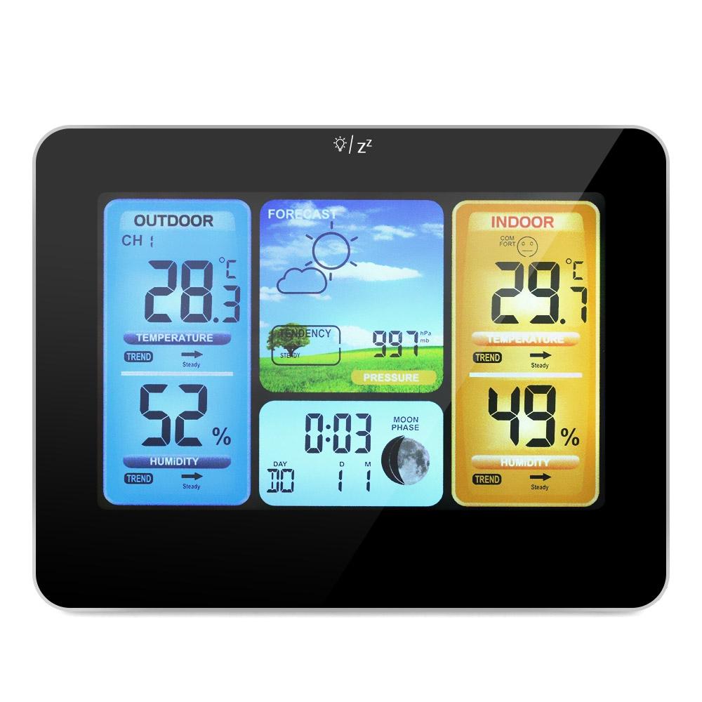 FJ3373   Weather Station Wireless Indoor Outdoor Sensor Multifunction Thermometer Hygrometer Digital Alarm Clock Barometer Forecast