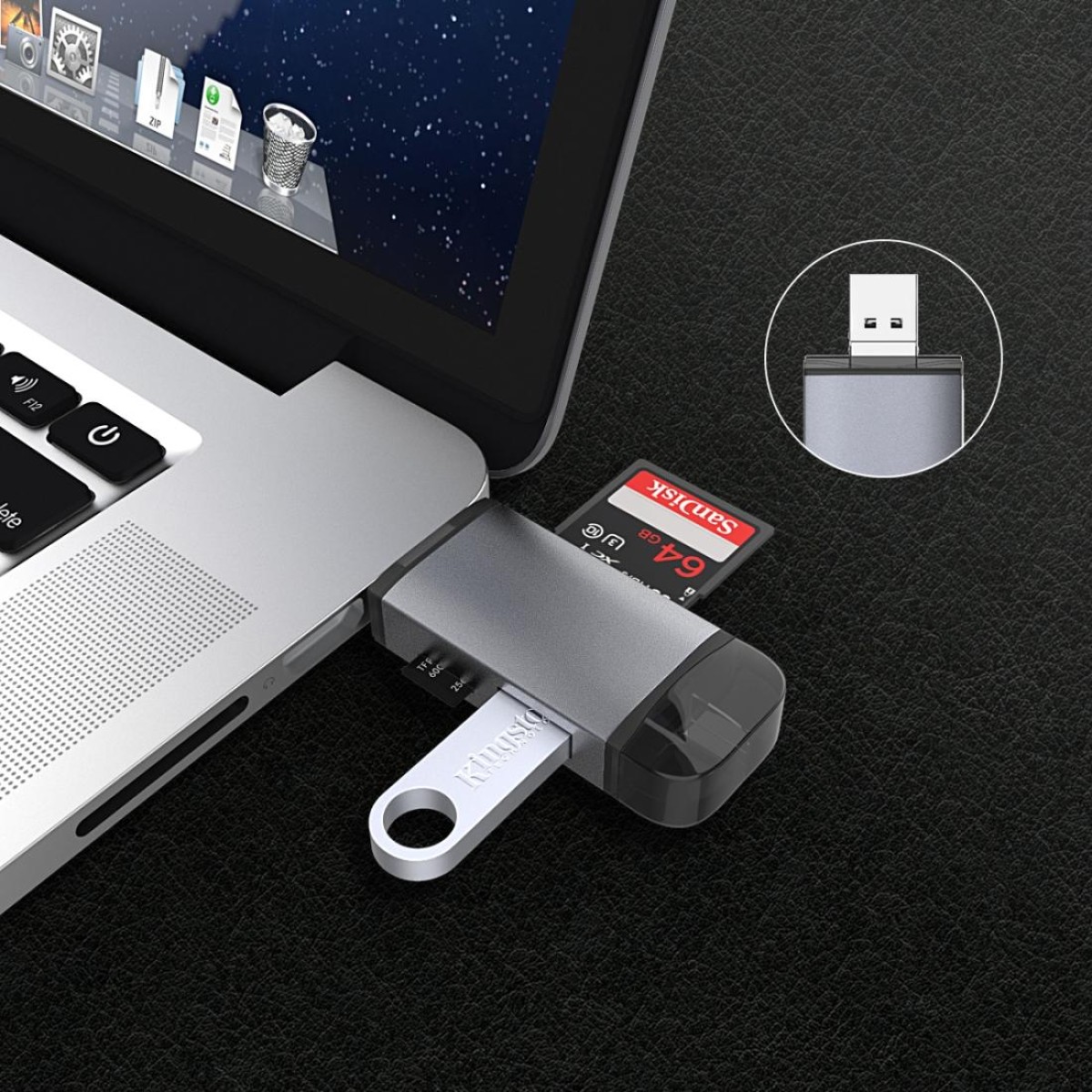 3 in 1 USB-C / Type-C + USB 2.0 + Micro USB Multifunction OTG  Card Reader