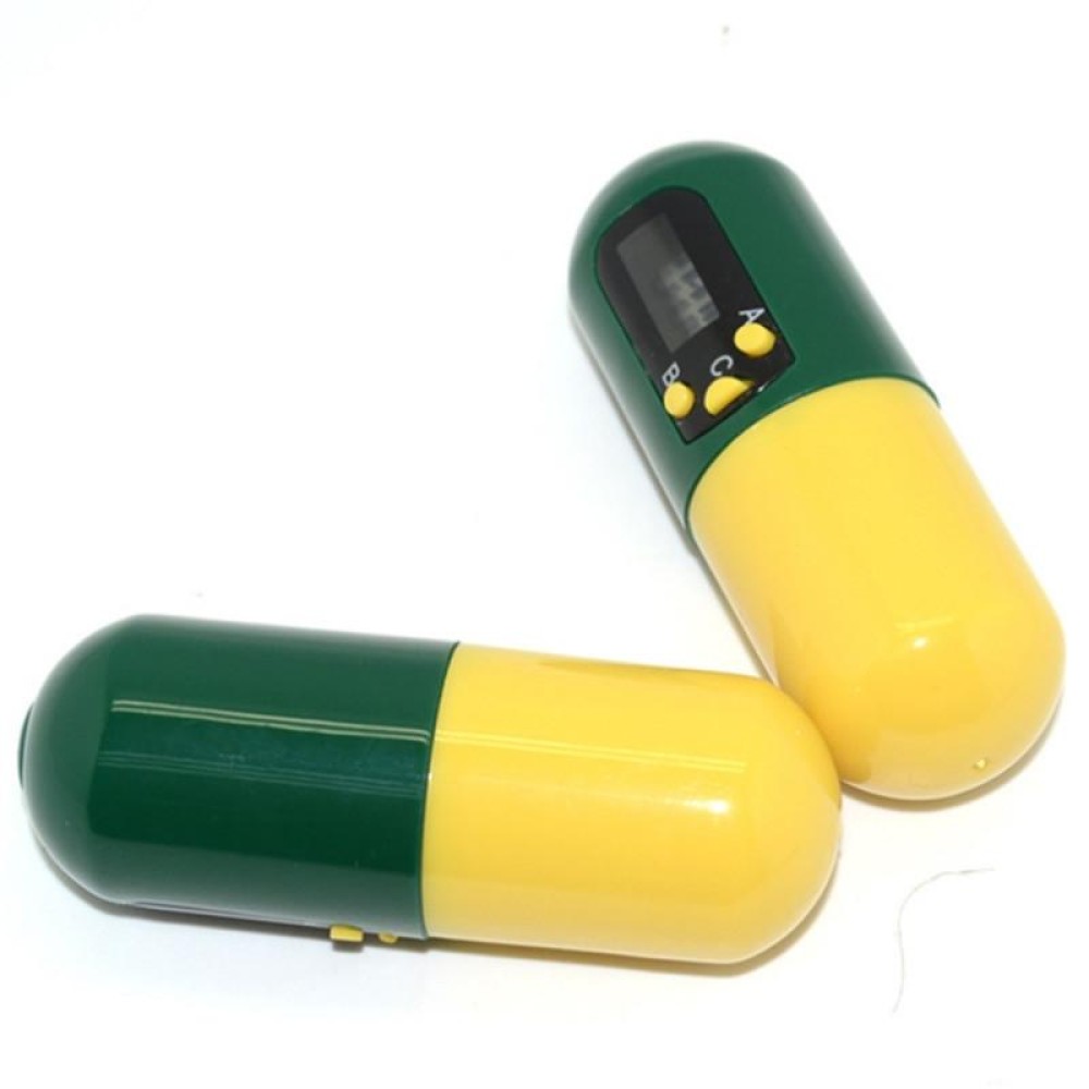 Pill-Type Electronic Pillbox Timer Portable Large-Capacity One-Piece Smart Reminder Kit(Yellow-Green)