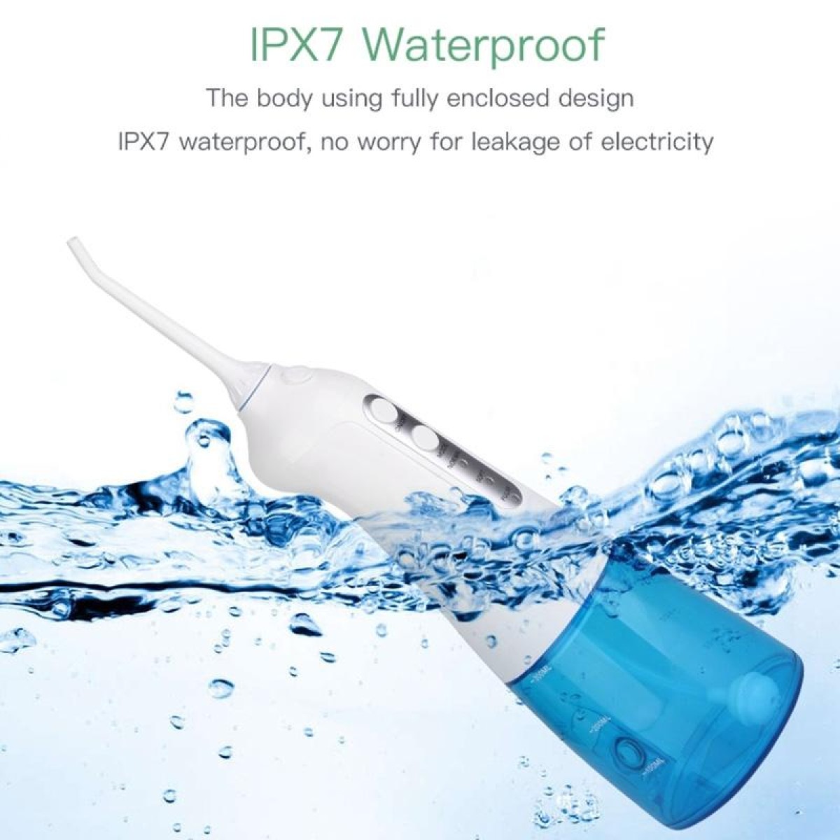 Wireless Water Floss Cleaner Portable 1400mAh USB-Rechargeable Water Flosser IPX7 Waterproof Oral Irrigator, Water Tank Capacity: 300ML