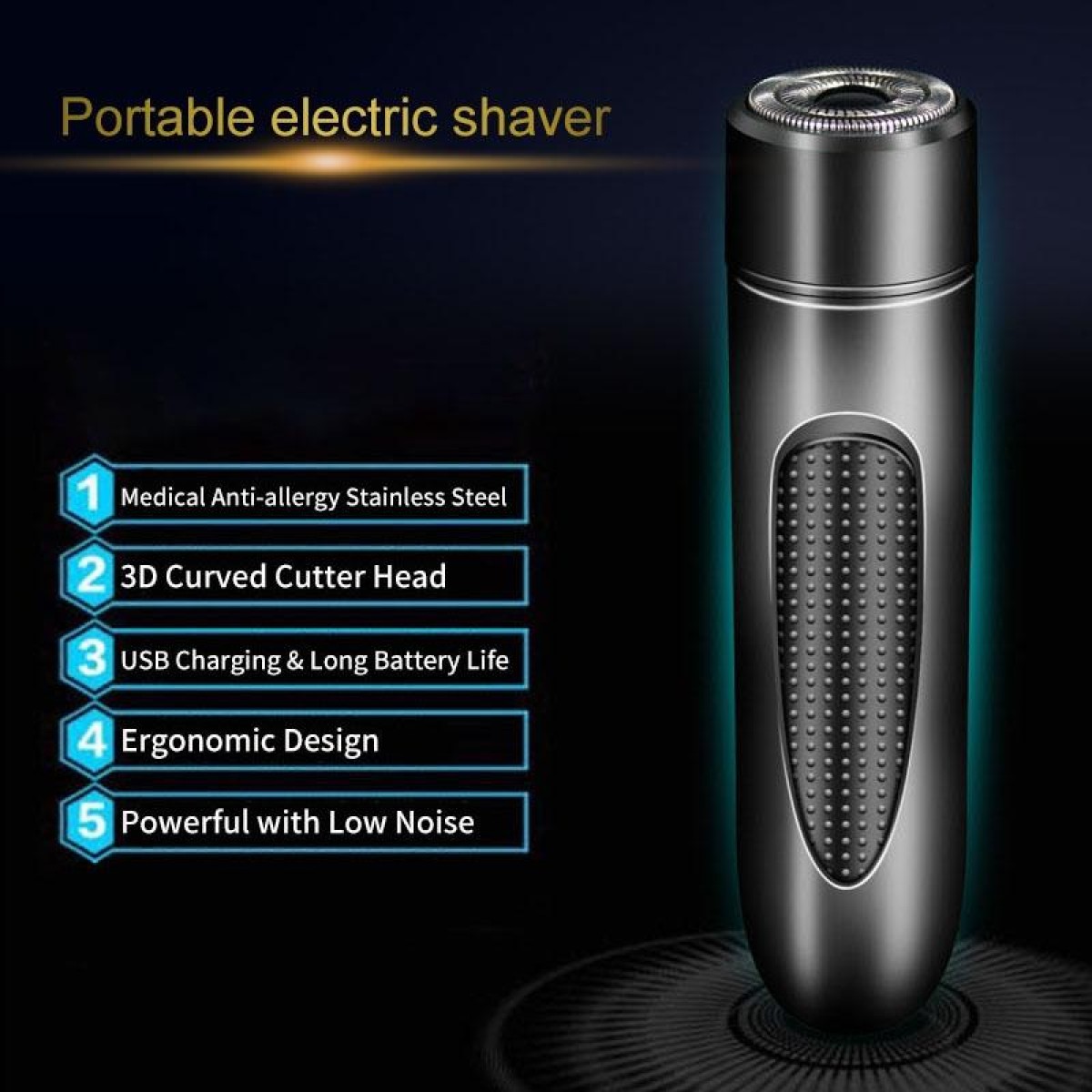 Mini USB Rechargeable Electric Razor Self-service Hair Clipper Shaver(Blue)