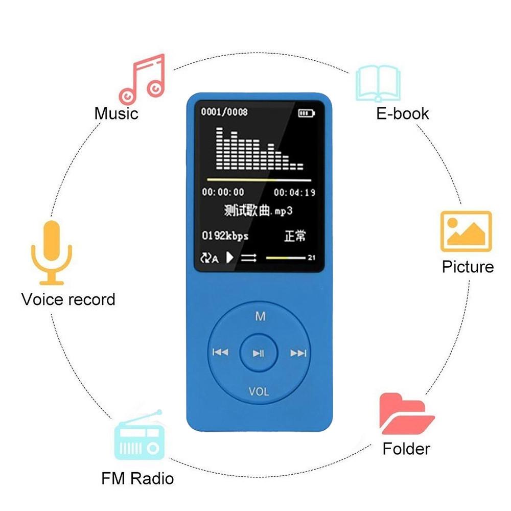 Fashion Portable LCD Screen FM Radio Video Games Movie MP3 MP4 Player Mini Walkman, Memory Capacity:8GB(Blue)