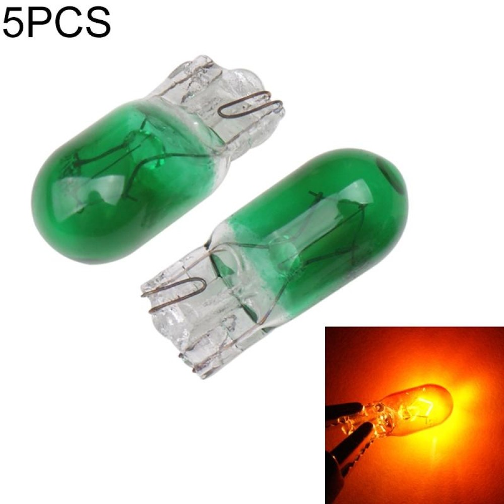 5 PCS T10 12V 5W Car Instrument Light Reading Light(Green)