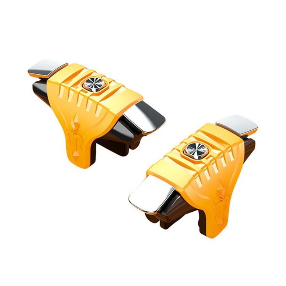 2 Pairs F01 Electroplating Mechanical Shaft Bidirectional Button Auxiliary Shooting Game Handle for Mobile Phones within The Thickness of 6.1-12.0mm(Yellow)