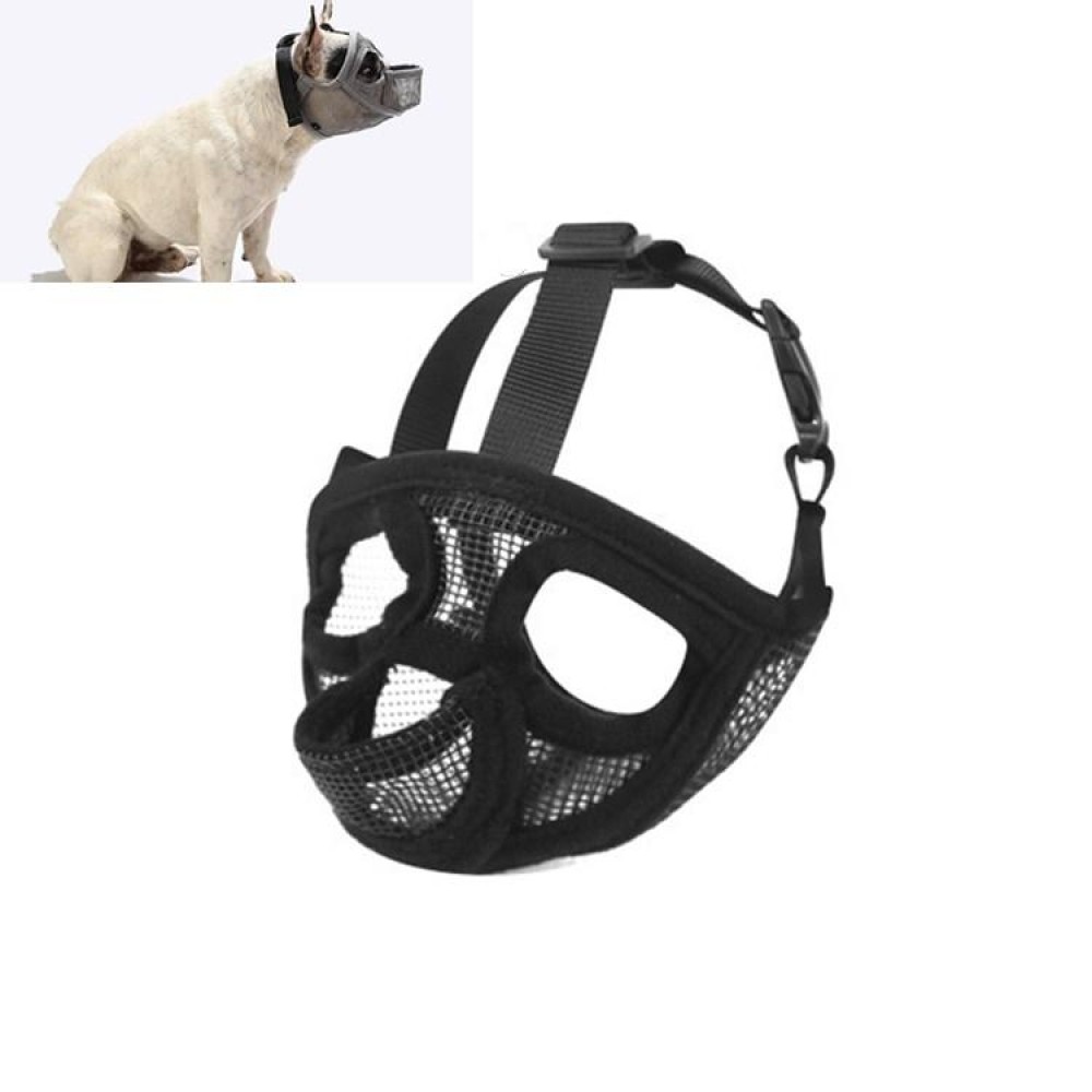 Pet Bulldog Mouth Cover Mask Pet Supplies，Tongue Out Version, Size:M(Black)