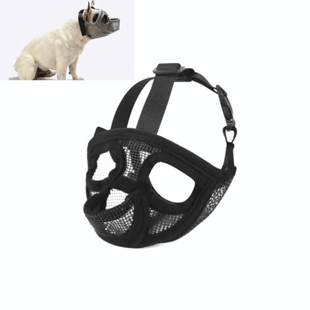 Pet Bulldog Mouth Cover Mask Pet Supplies，Tongue Out Version, Size:L(Black)