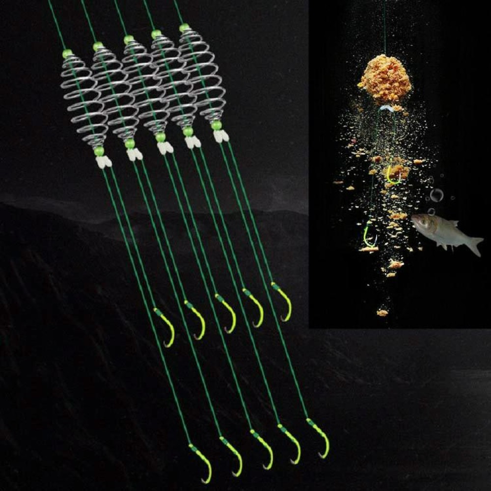 5 in 1 Stranded Double Hook Anti-winding Silver Carp Fishing Group Spring Fishing Hook, Specification:8(Fluorescent Hook)