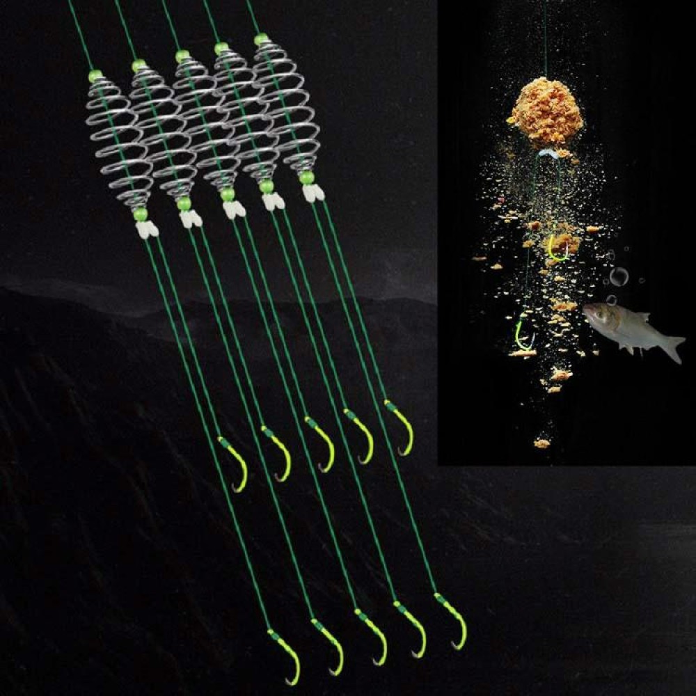 5 in 1 Stranded Double Hook Anti-winding Silver Carp Fishing Group Spring Fishing Hook, Specification:9(Fluorescent Hook)