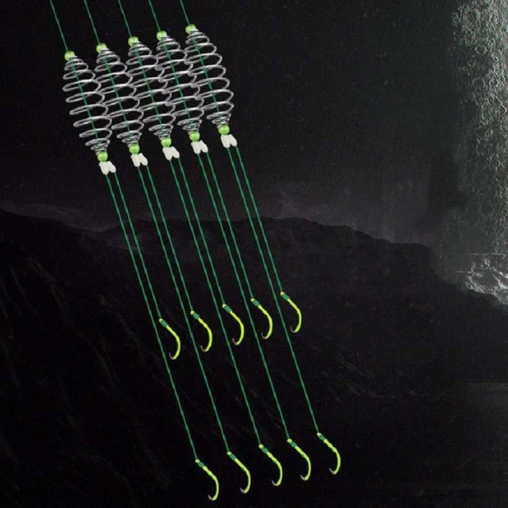 5 in 1 Stranded Double Hook Anti-winding Silver Carp Fishing Group Spring Fishing Hook, Specification:12(Fluorescent Hook)