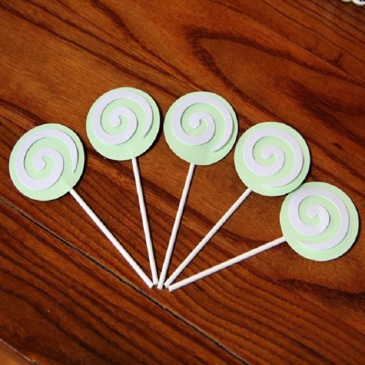 2 Pack Lollipop Cake Insert Ice Cream Dessert Table Decoration(Green)