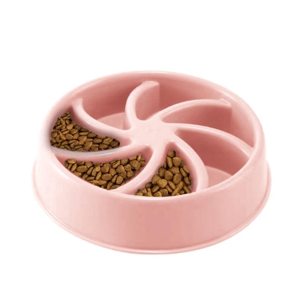 Environmental Protection Food Grade Plastic Anti-choking Slow Food Pet Dog Cat Food Bowl, Style:Windmill(Pink)