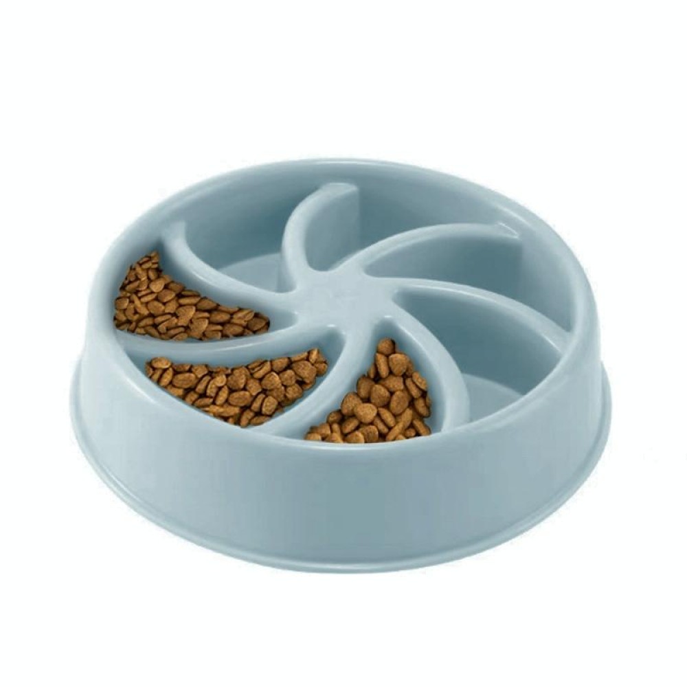 Environmental Protection Food Grade Plastic Anti-choking Slow Food Pet Dog Cat Food Bowl, Style:Windmill(Blue)