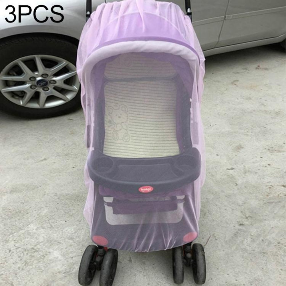 3 PCS 150cm Baby Pushchair Mosquito Insect Shield Net Safe Infants Protection Mesh Stroller Accessories Mosquito Net(Pink)