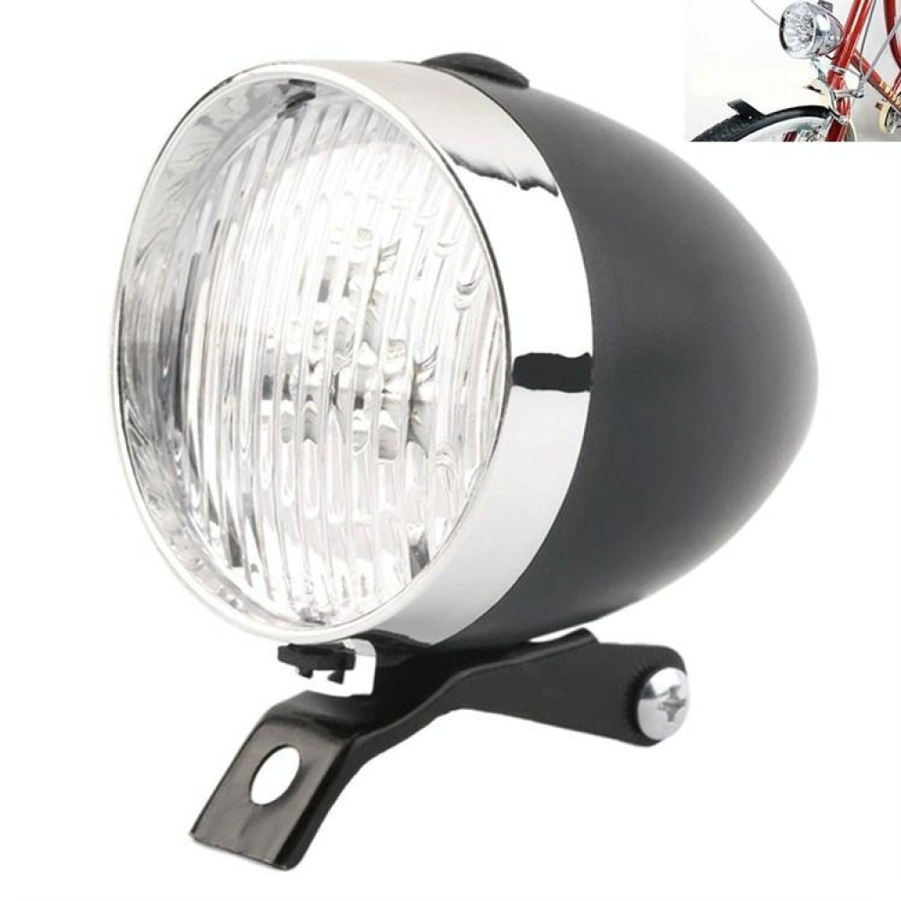 3 LED Retro Bicycle Headlight Night Riding Safety Warning Light(Black)