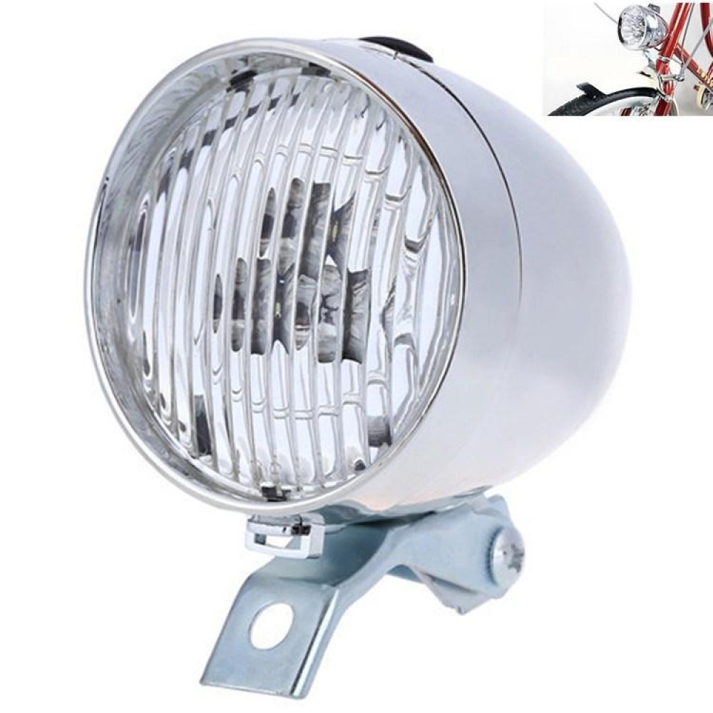 3 LED Retro Bicycle Headlight Night Riding Safety Warning Light(Silver)