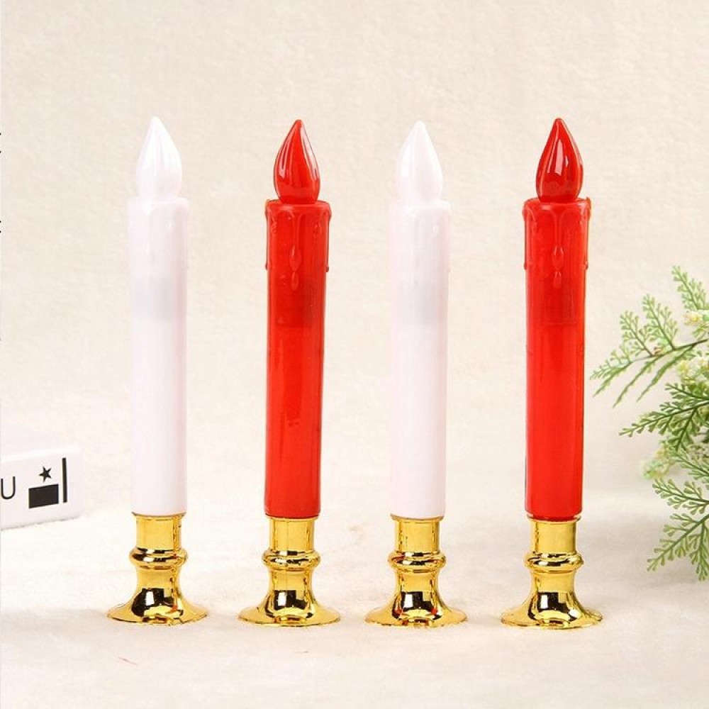 2 PCS Artificial Long Candle Light Plastic Electronic Candle(White Shell Yellow Light)