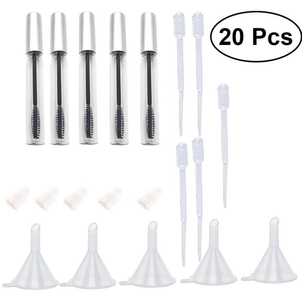 5PCS 12ml Empty Mascara Tube With Eyelash Wand + 5pcs Funnels And Transfer Pipettes Set For Castor Oil DIY Container Set