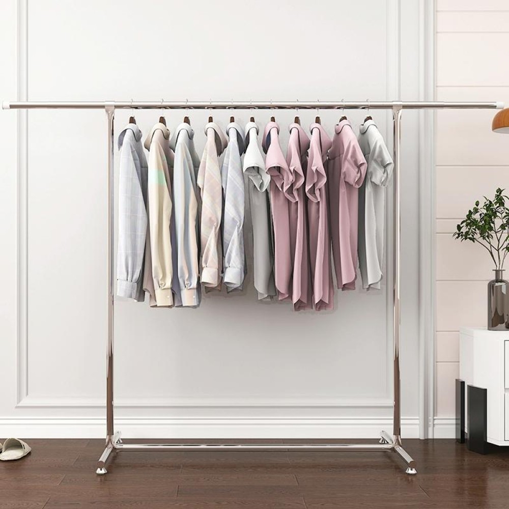 120-200cm Telescopic Drying Rack Outdoor Calcony Storage Shelf Stainless Steel Hanger Single Rod Clothes Rack(Silver)